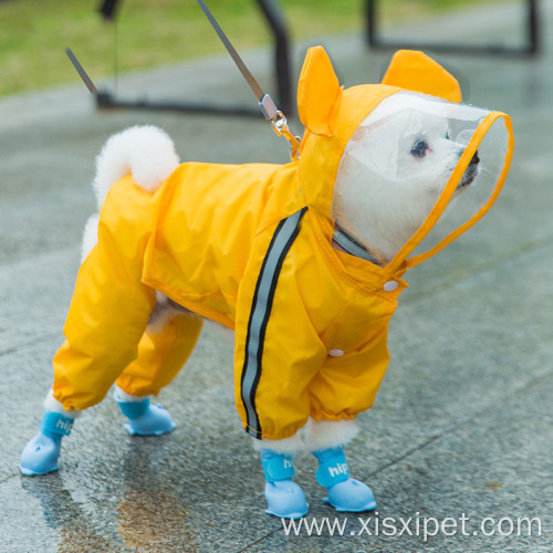 Pet Clothes Raincoat Four Feet Waterproof Pet Raincoat